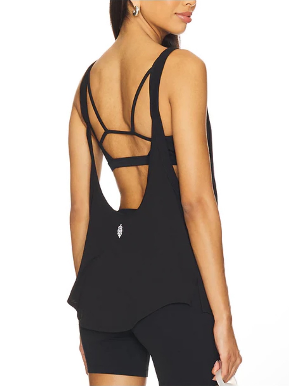 NWT FP Movement by Free People batter up Black Strappy Open-Back Tank